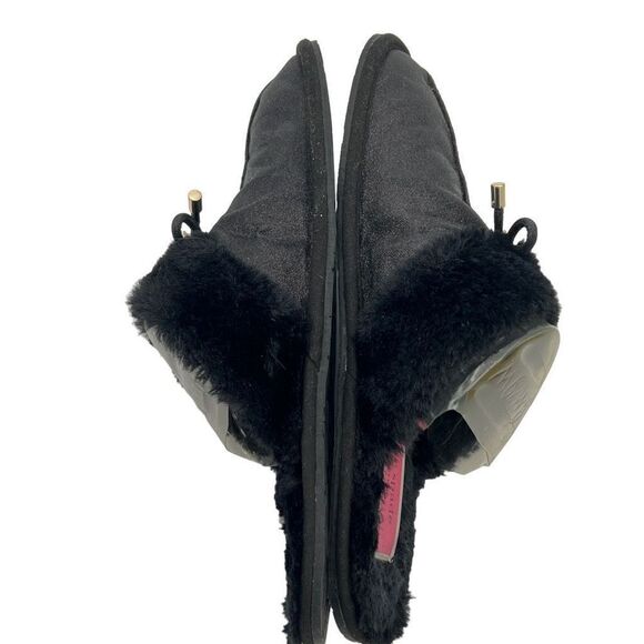 Kate Spade NY Lacey Faux Fur Black Slippers Lightweight Flat Designer Fuzzy - Picture 6 of 7